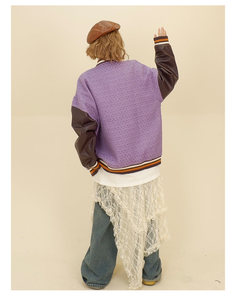 PU Leather Baseball Uniform Jacket P1284