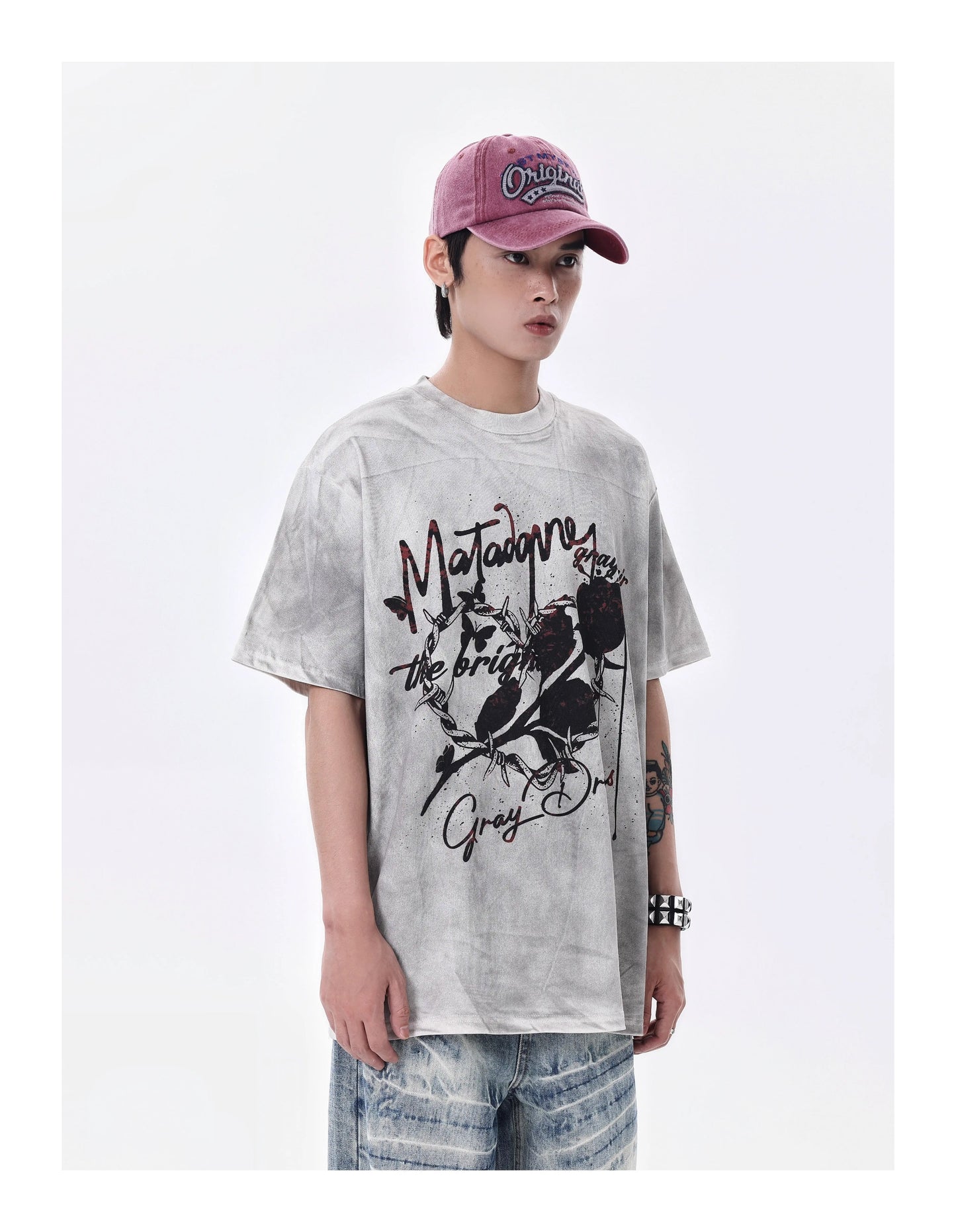 スプレーペイント ダーティウォッシュ 半袖Tシャツ P1458