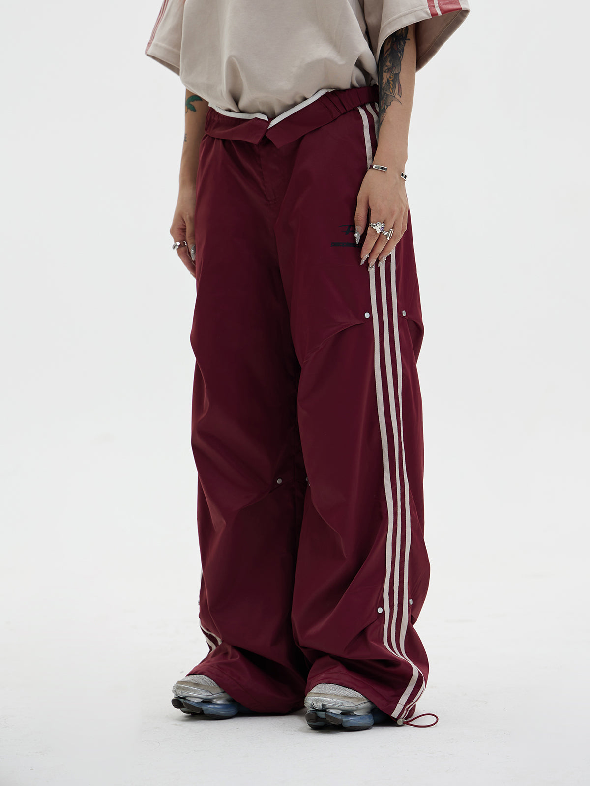 Wide leg side line casual pants P548