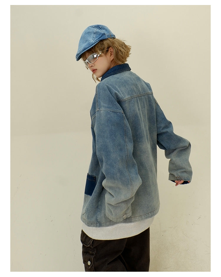 데미지 가공 데님 재킷 P1276