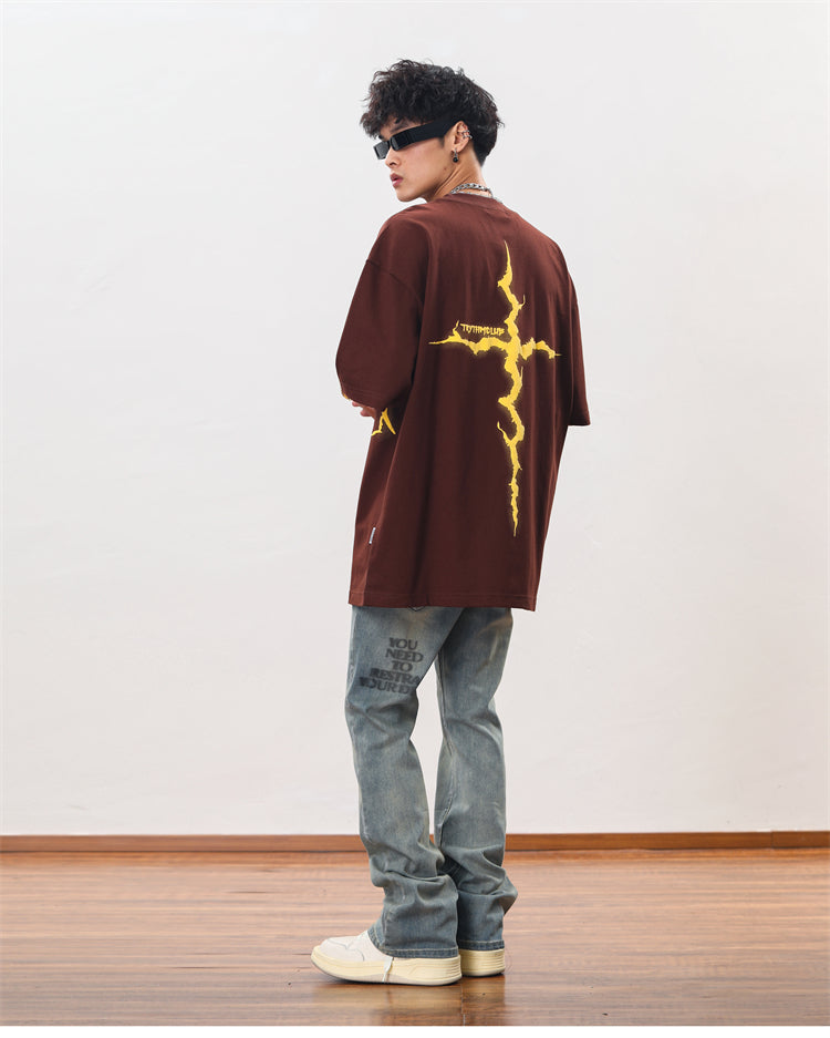 ライトニング プリント 半袖 Tシャツ P1444
