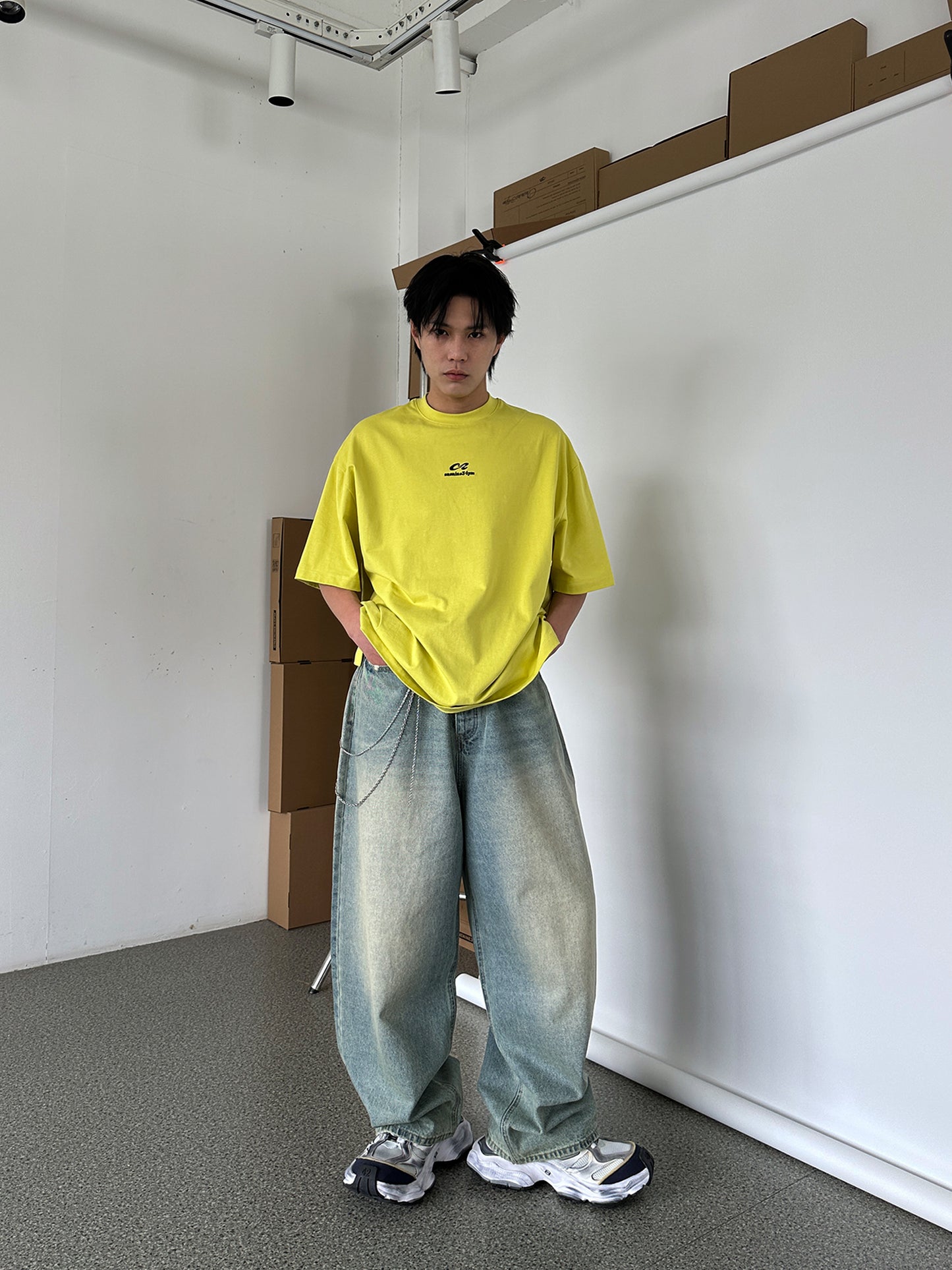 ルーズフィットシンプル刺繍Tシャツ P1469