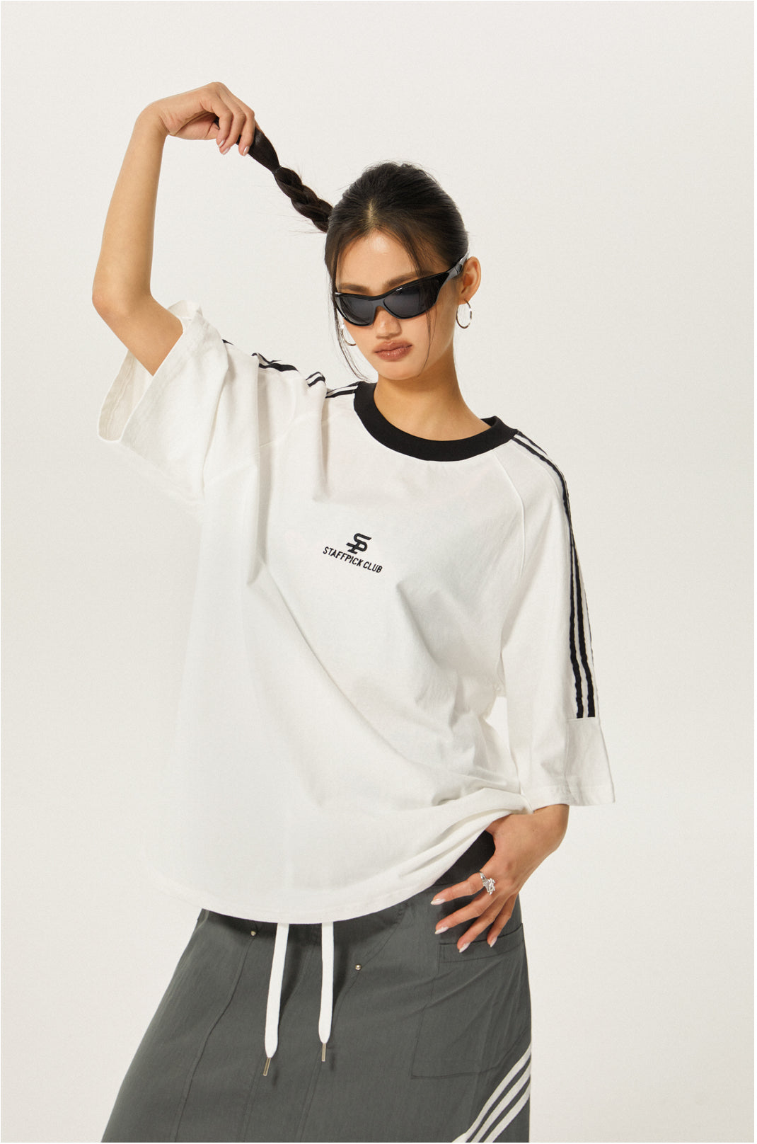 Round neck side line T-shirt P176