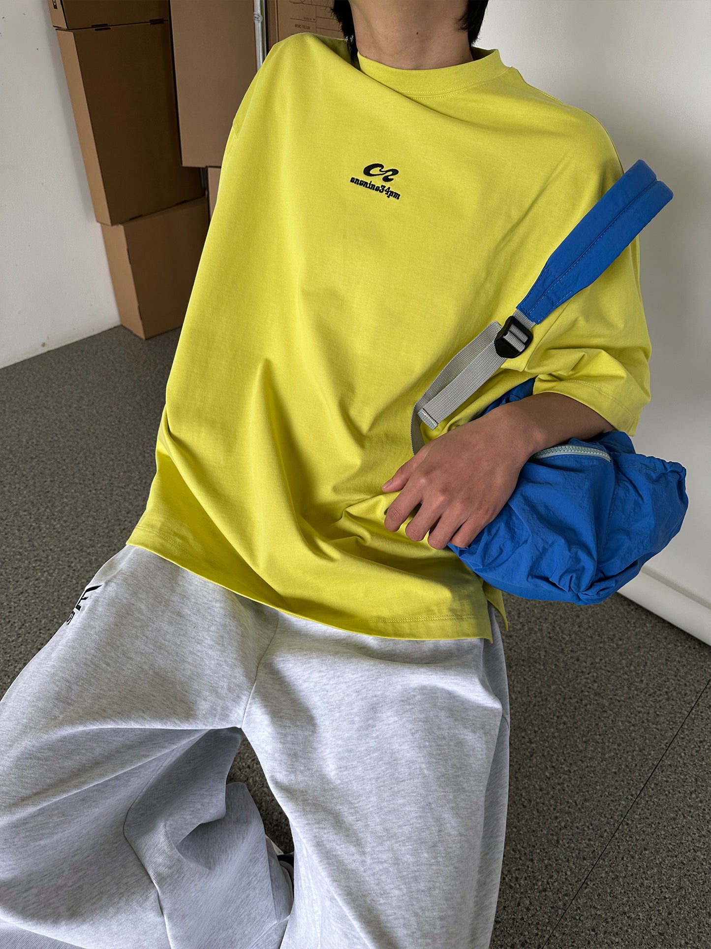 ルーズフィットシンプル刺繍Tシャツ P1469