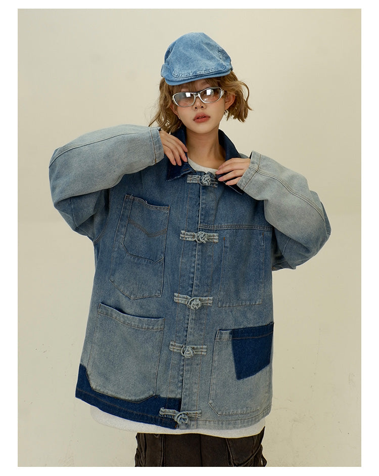 데미지 가공 데님 재킷 P1276