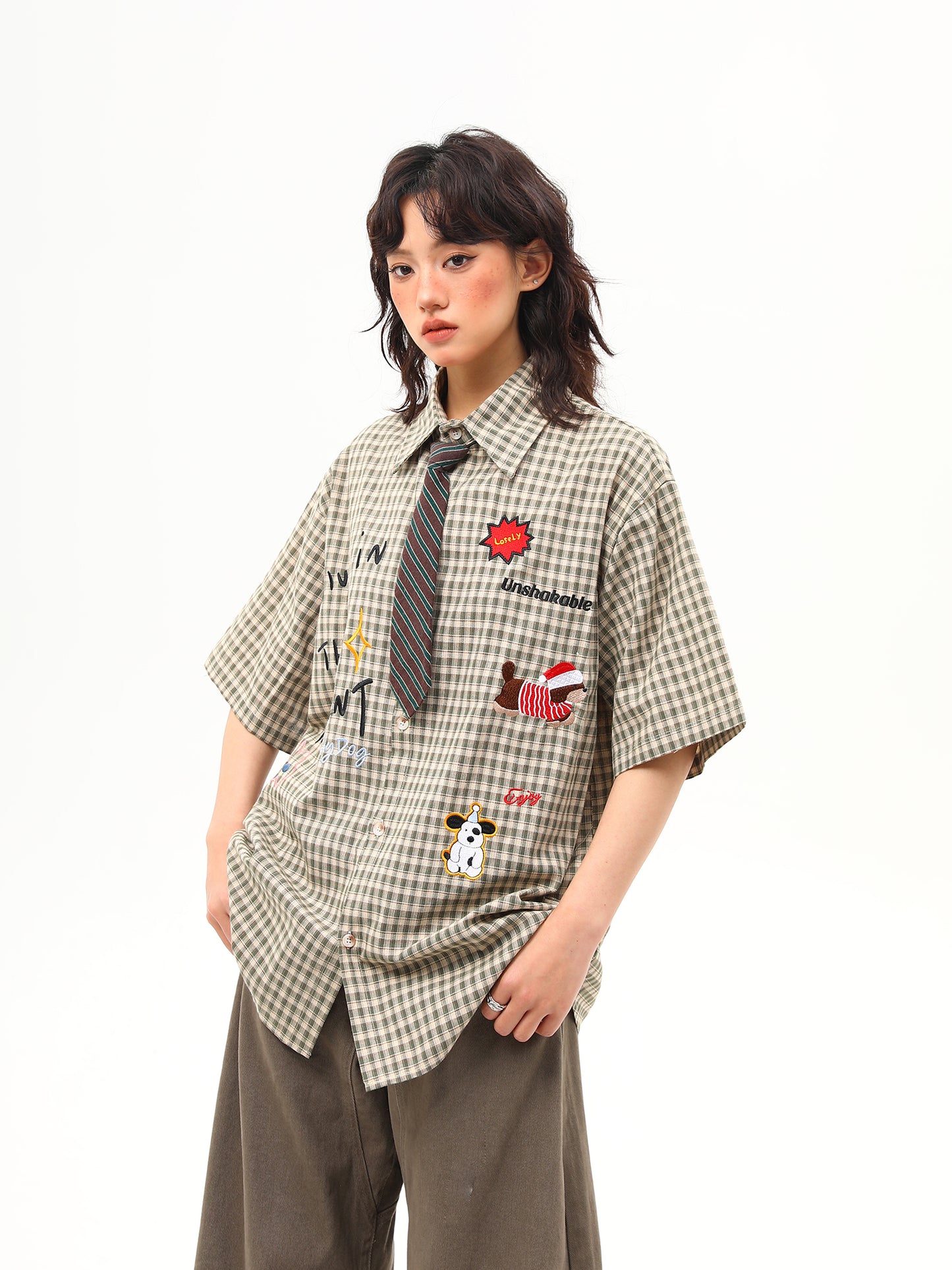 レトロ 刺繍シャツ P2027