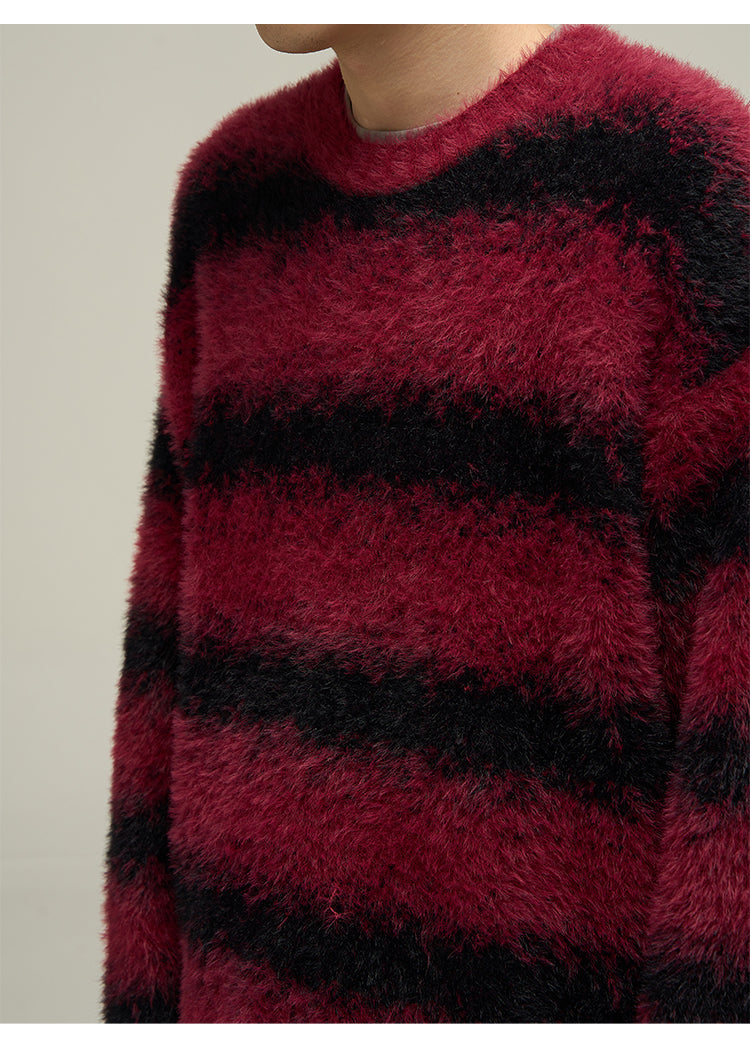 Loose fit round neck striped knit P617