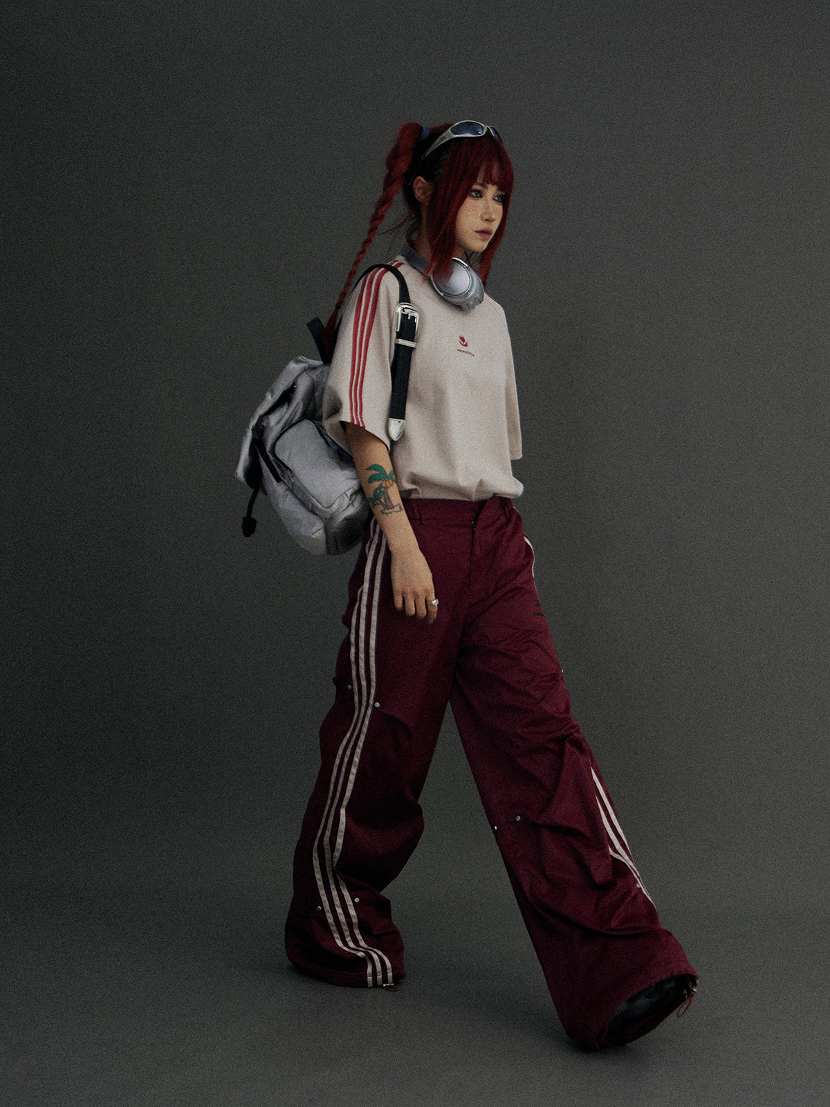 Wide leg side line casual pants P548