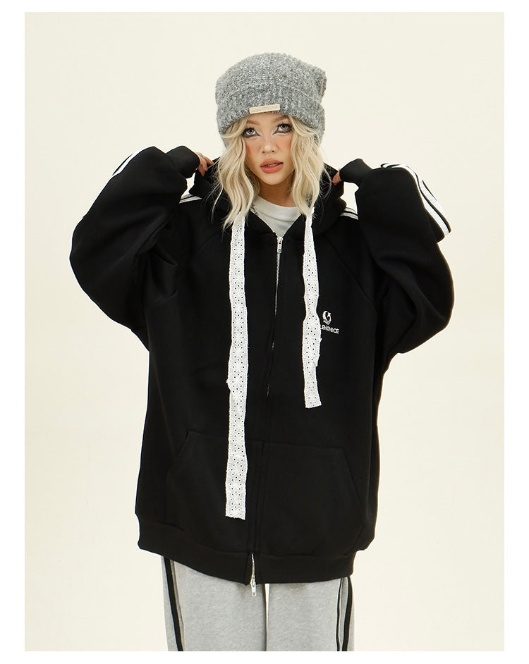 レースストラップサイドラインパーカー P1787