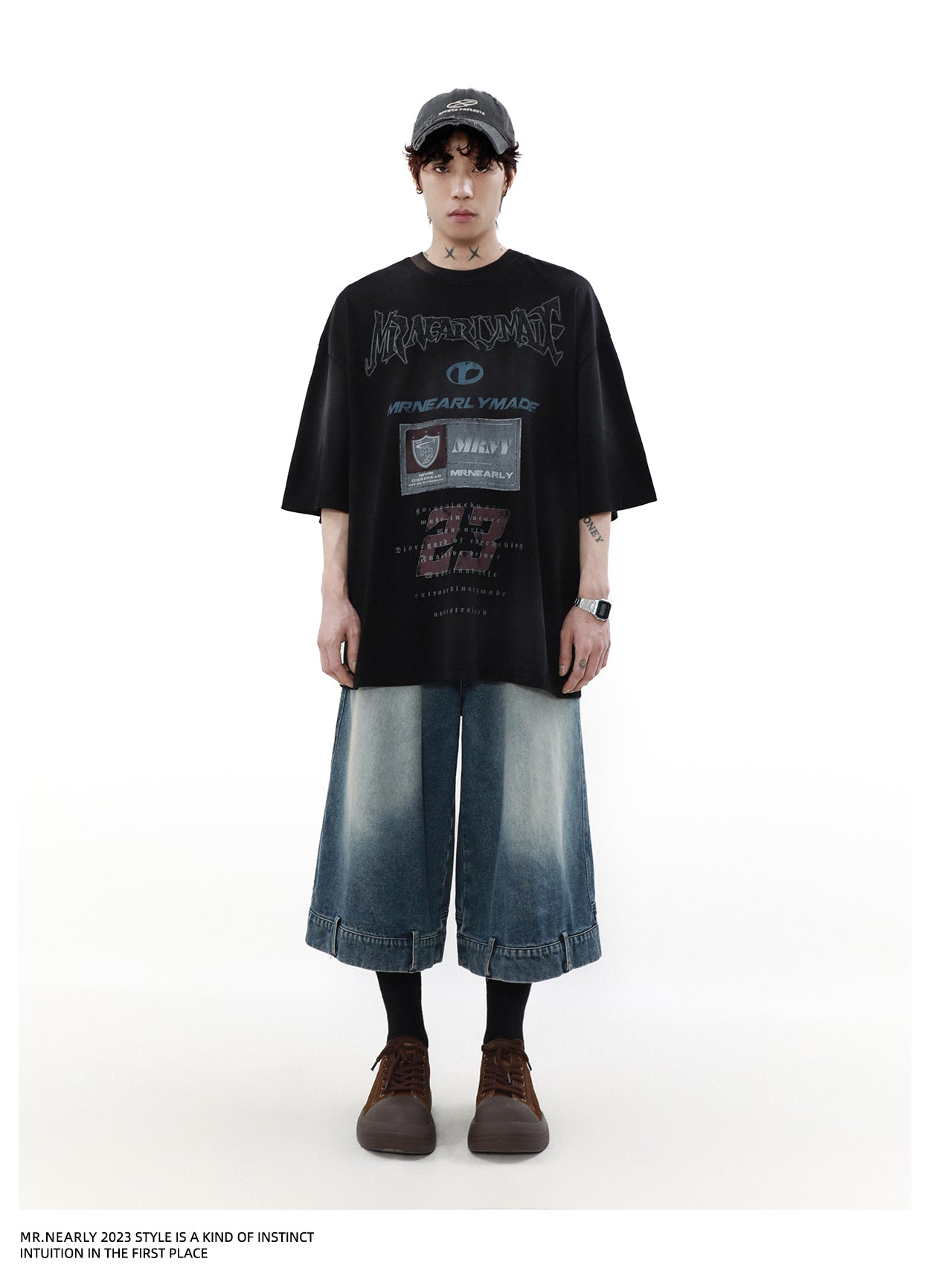 하이 스트리트 데미지 반소매 티셔츠 P1350