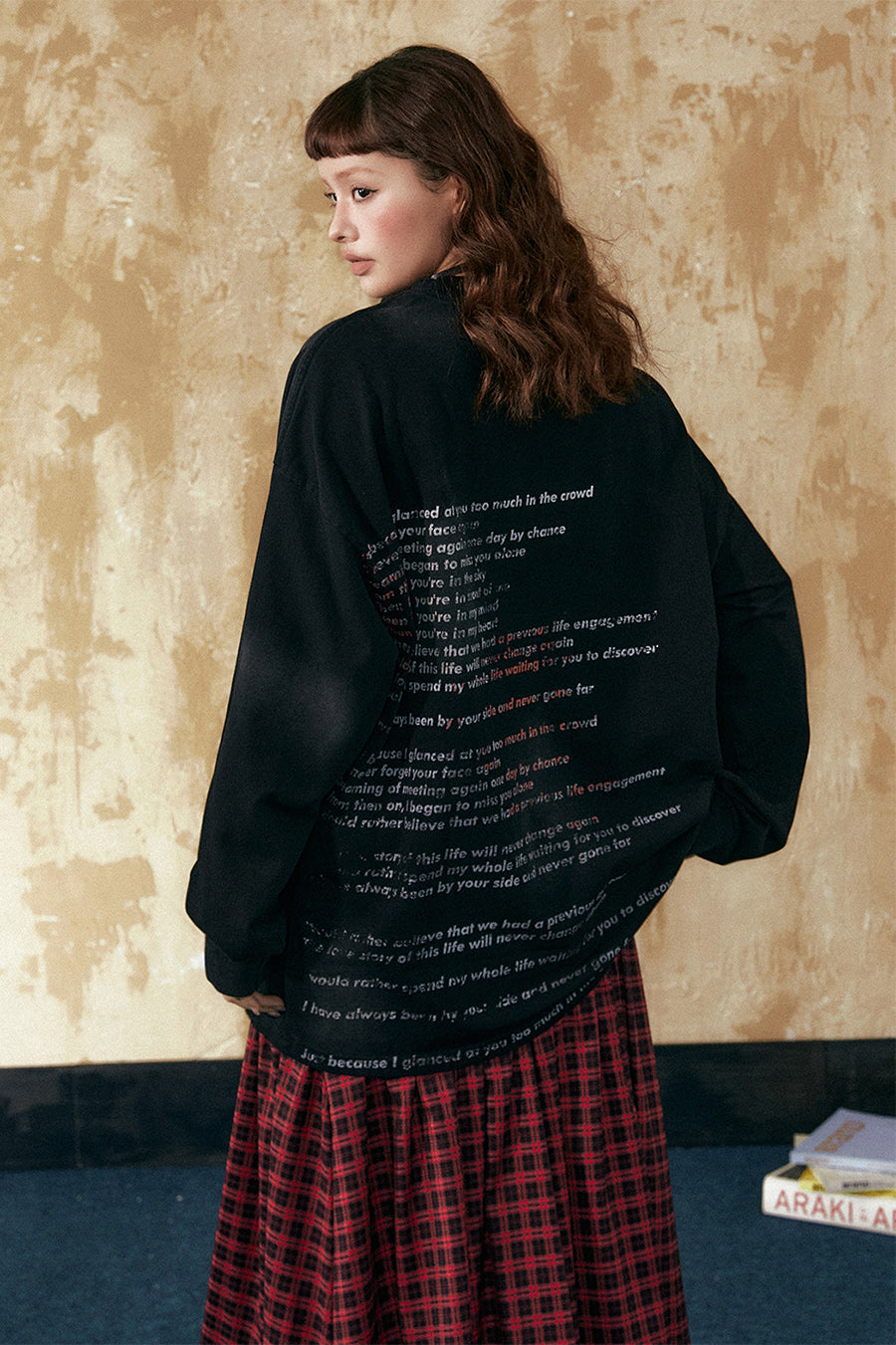 American Retro Letter Print Long Sleeve T-Shirt P811