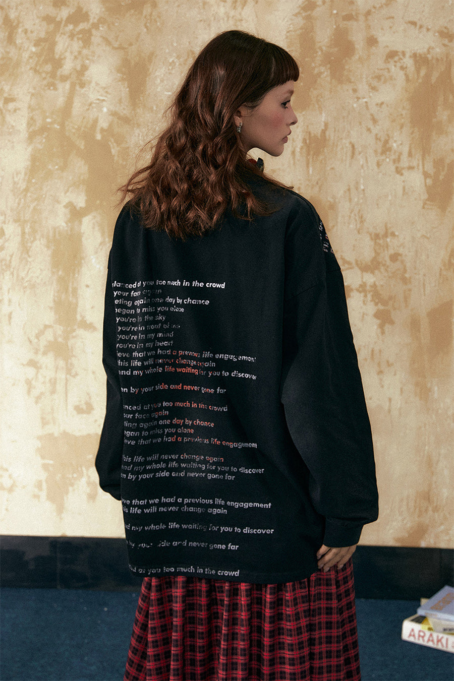 American Retro Letter Print Long Sleeve T-Shirt P811