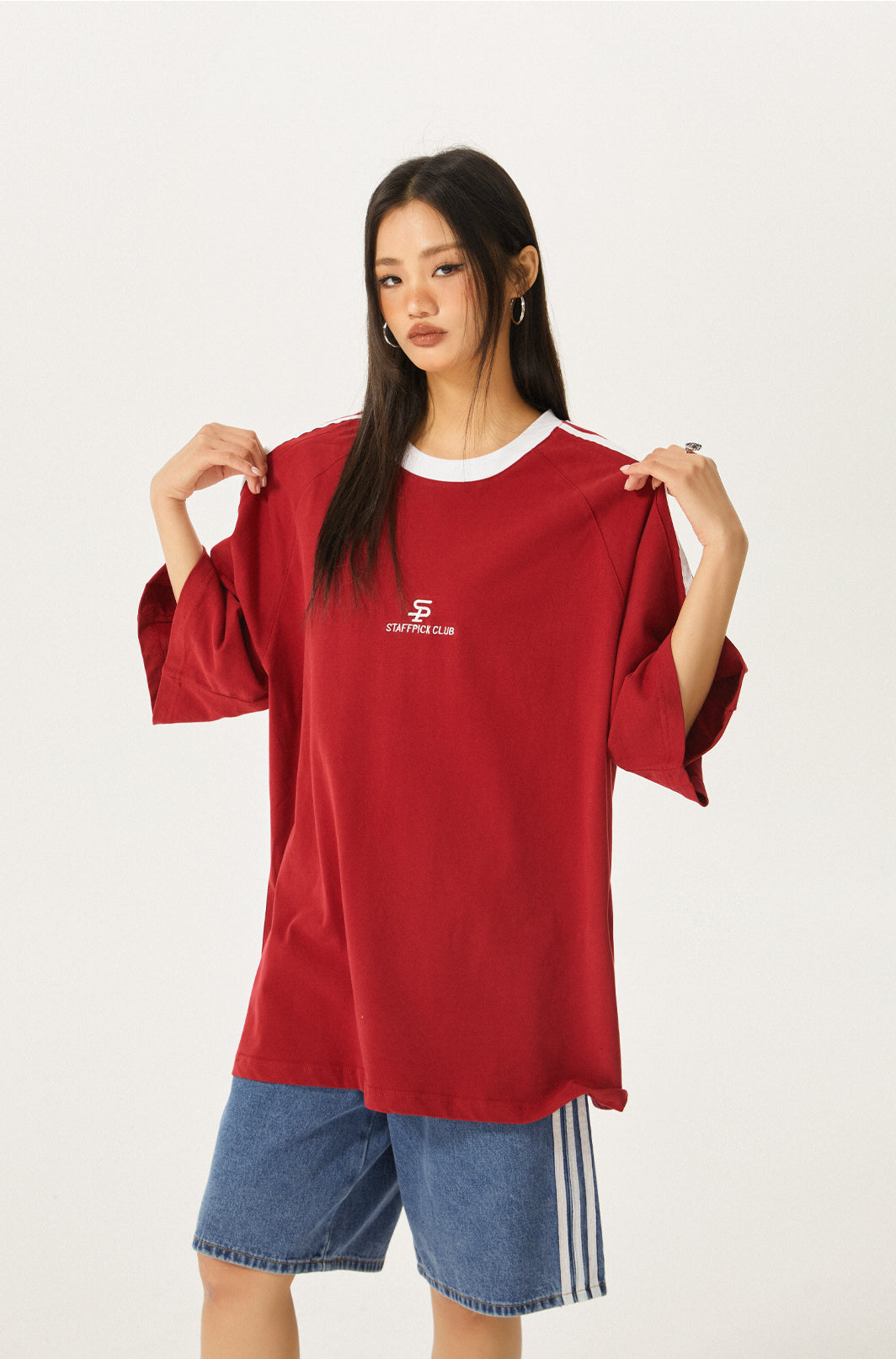 Round neck side line T-shirt P176