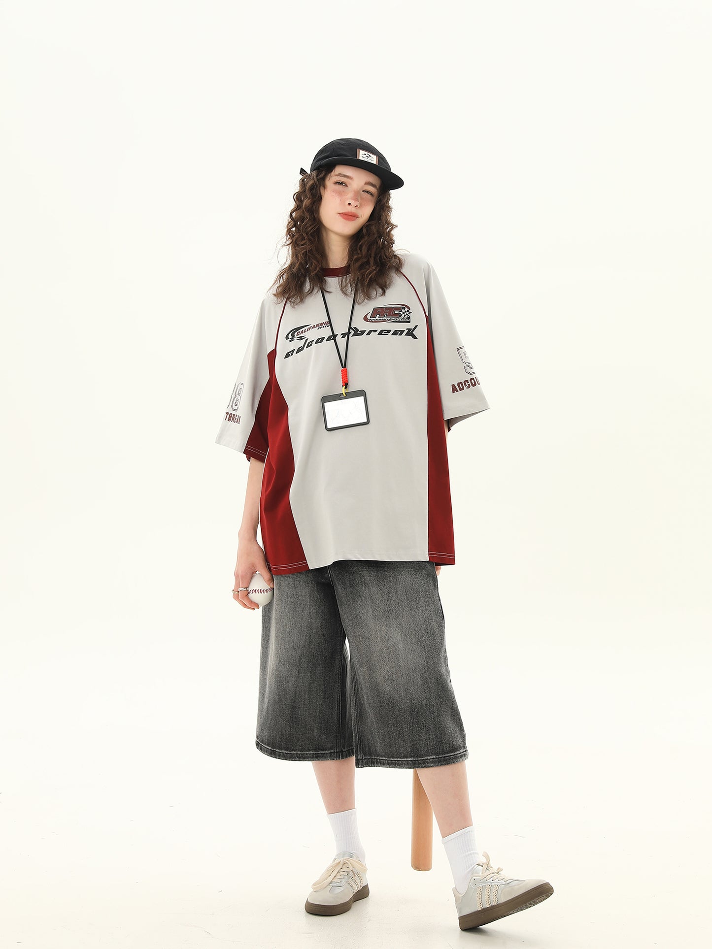 スプライシング コントラストカラー Tシャツ P2104