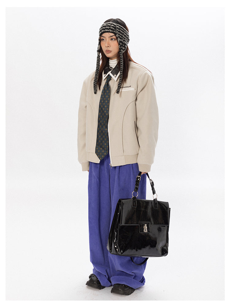 Wide shoulder tweed jacket P725