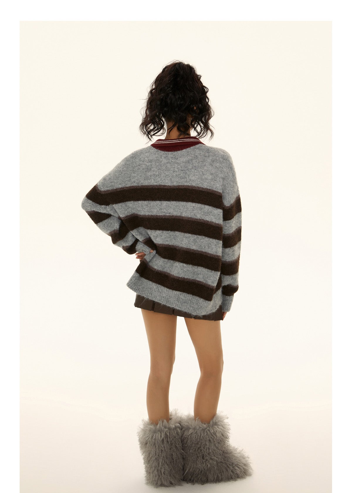 ルーズフィットボーダーポロニット P557