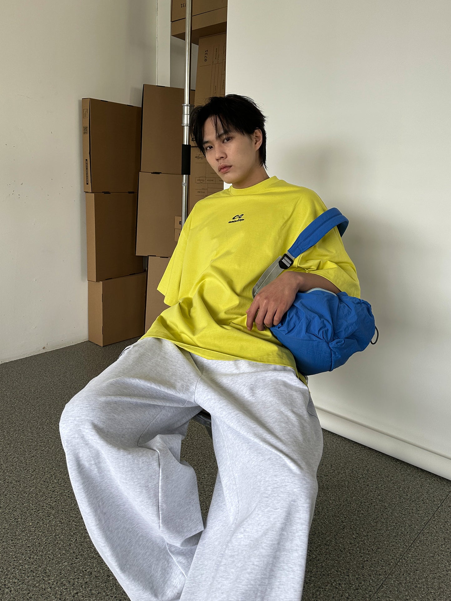 ルーズフィットシンプル刺繍Tシャツ P1469