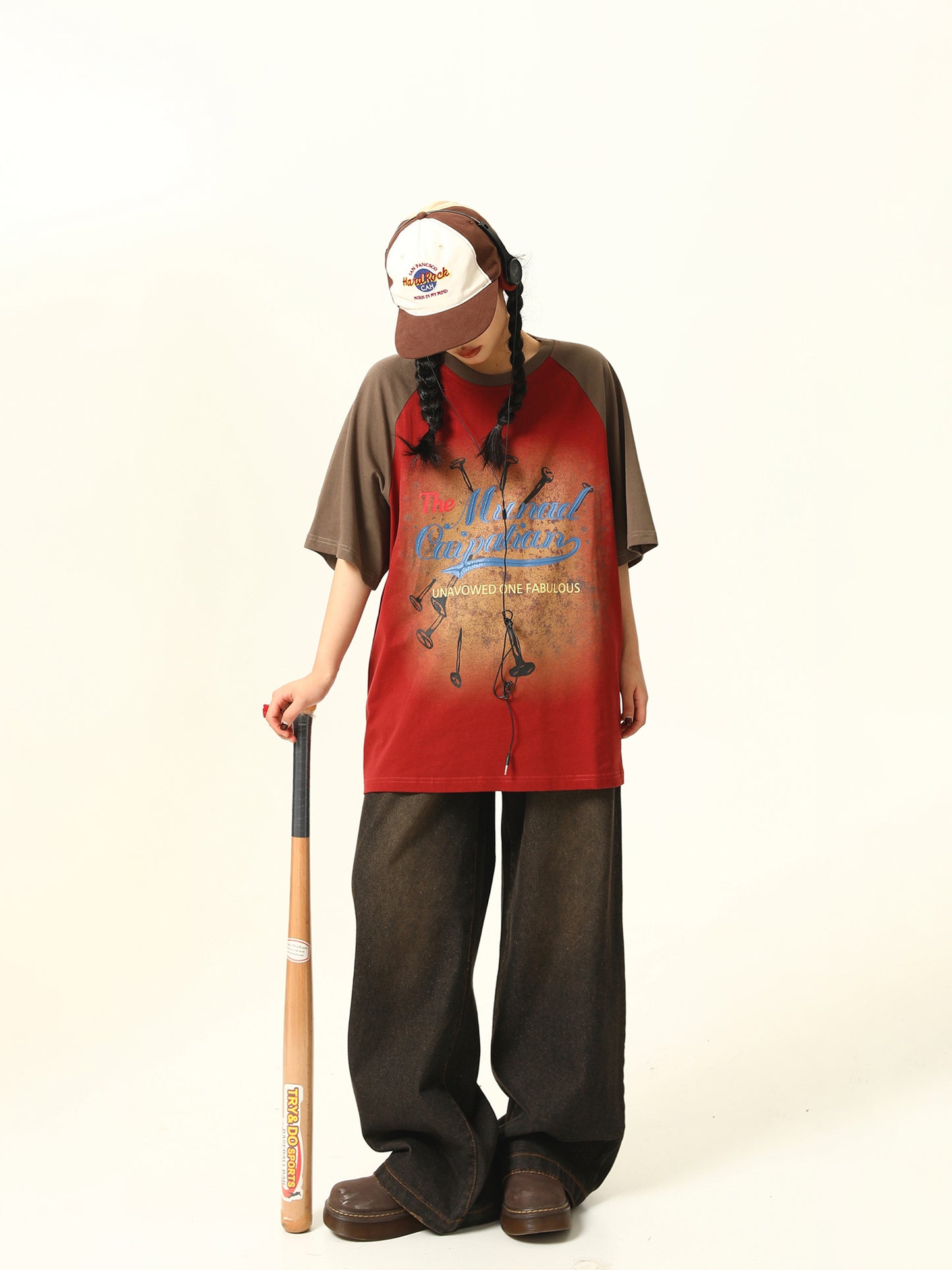 コントラストカラー ラグランスリーブ Tシャツ P2034