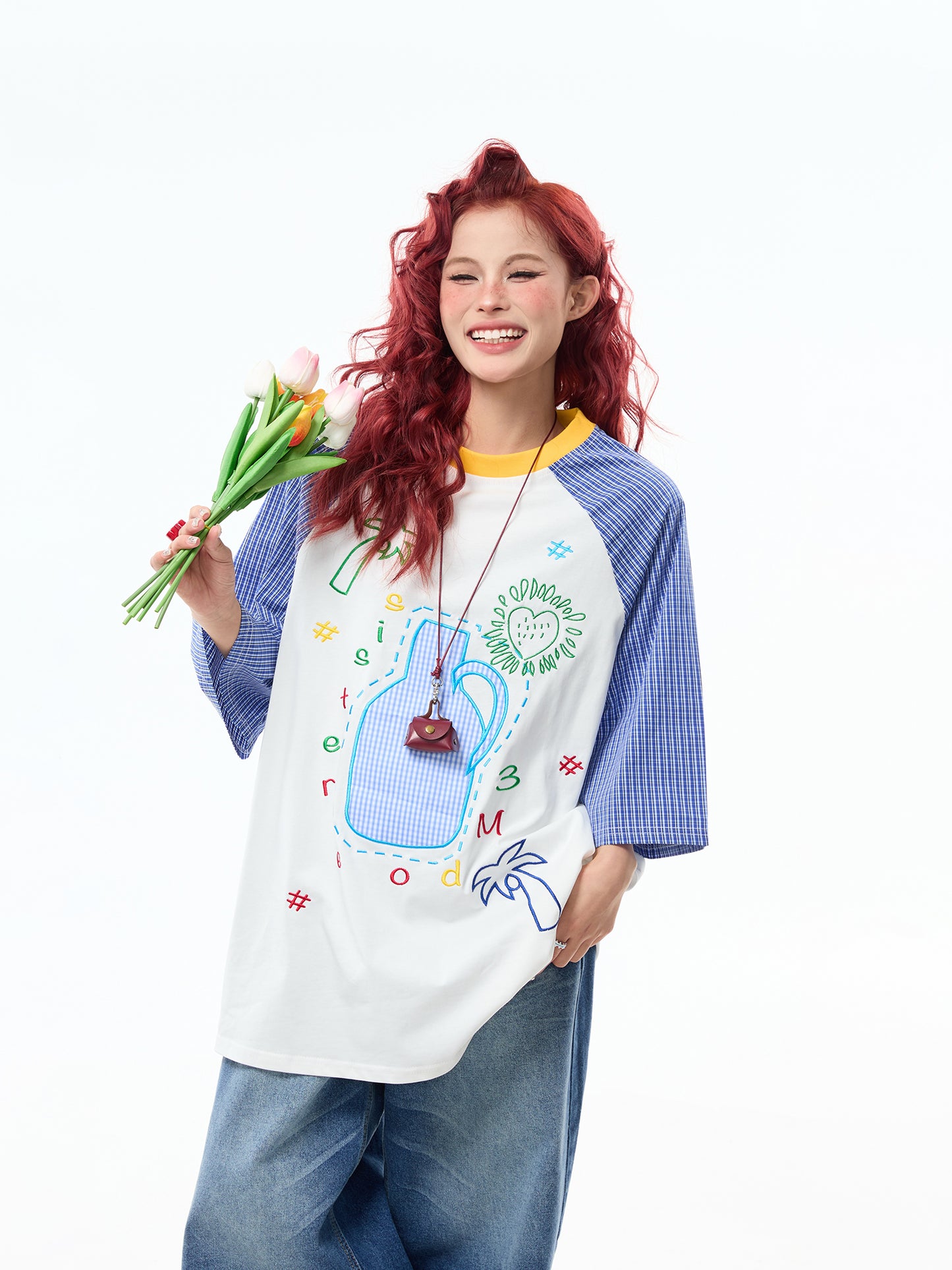 コントラストカラー ラグラン Tシャツ P2122