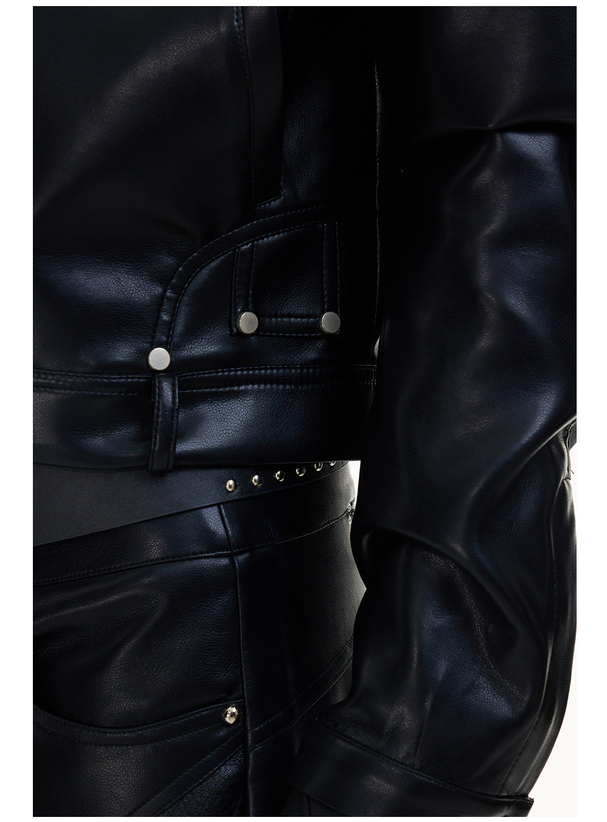Shoulder pad leather jacket P541