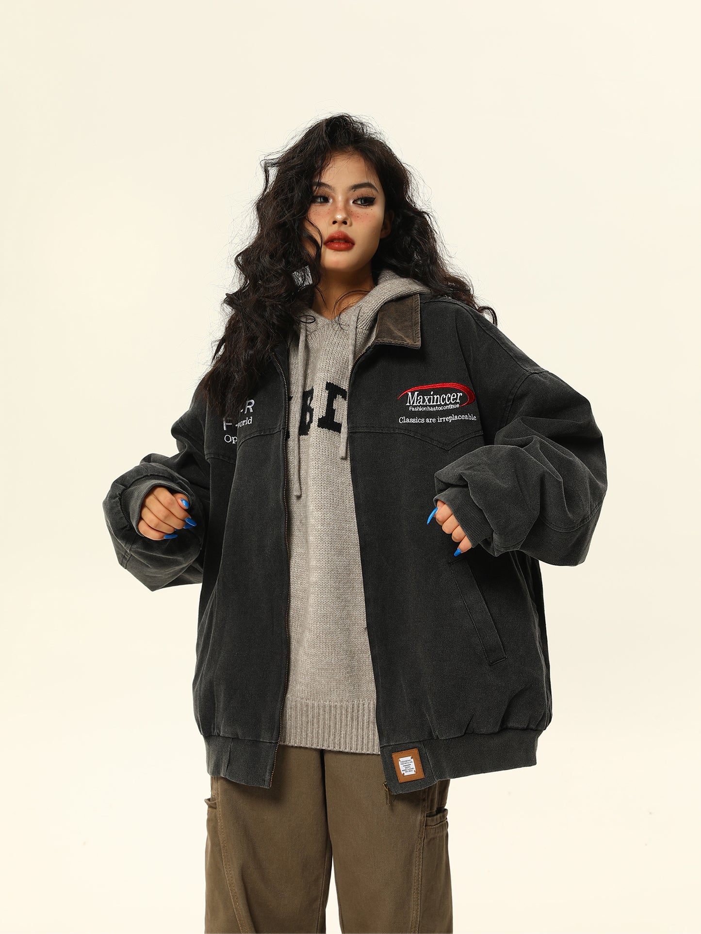 Loose Fit Retro Washed Work Jacket P1329