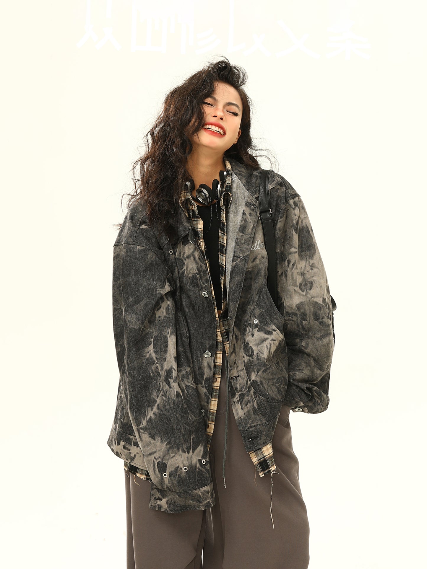 American retro tie-dye denim jacket P1334