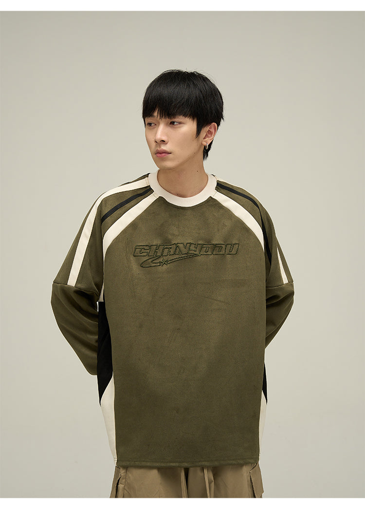 Retro round neck sports sweatshirt P618