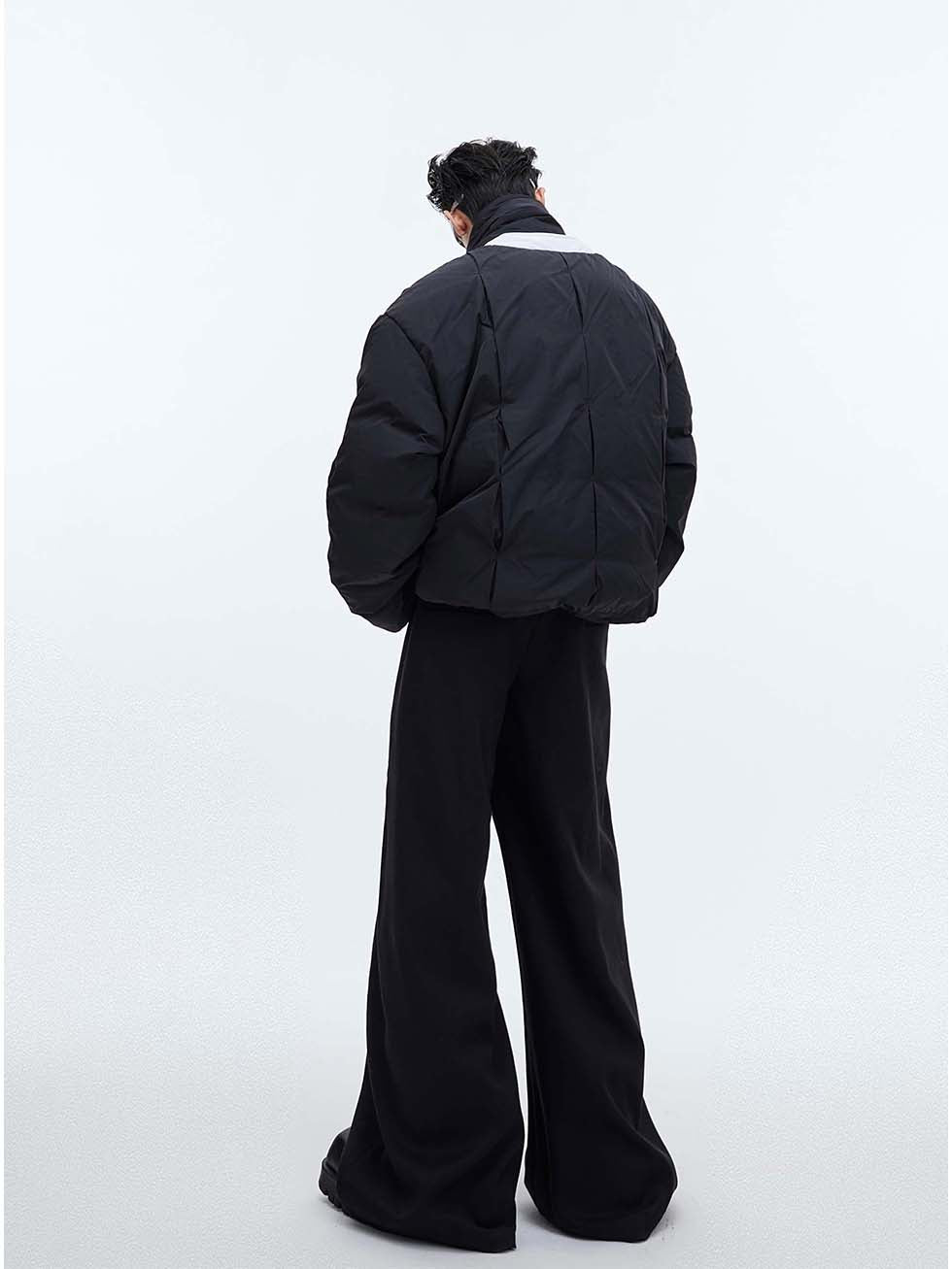 Segment Design Cotton Jacket with Scarf P1135