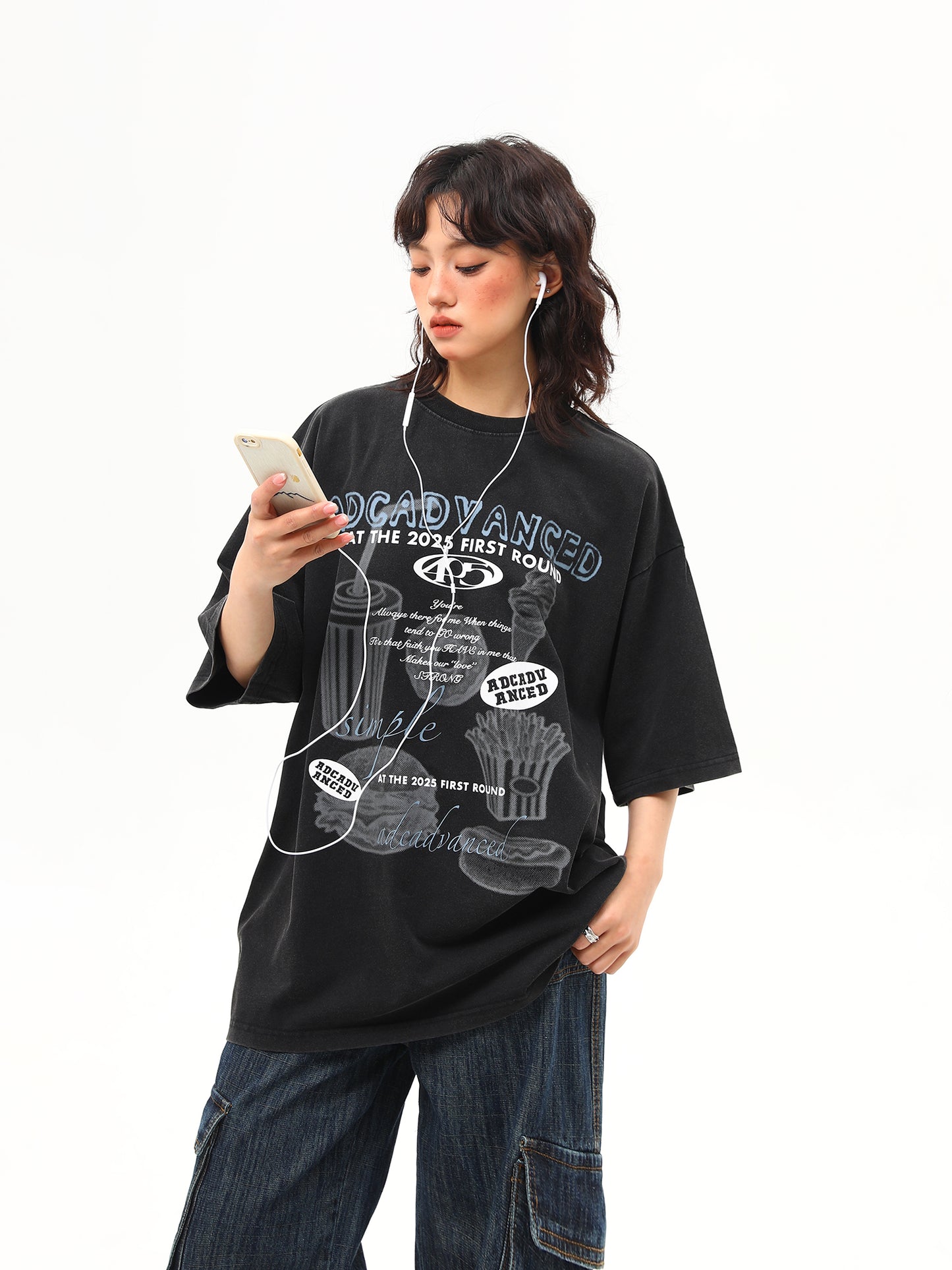 ウォッシュ加工 プリントTシャツ P2024