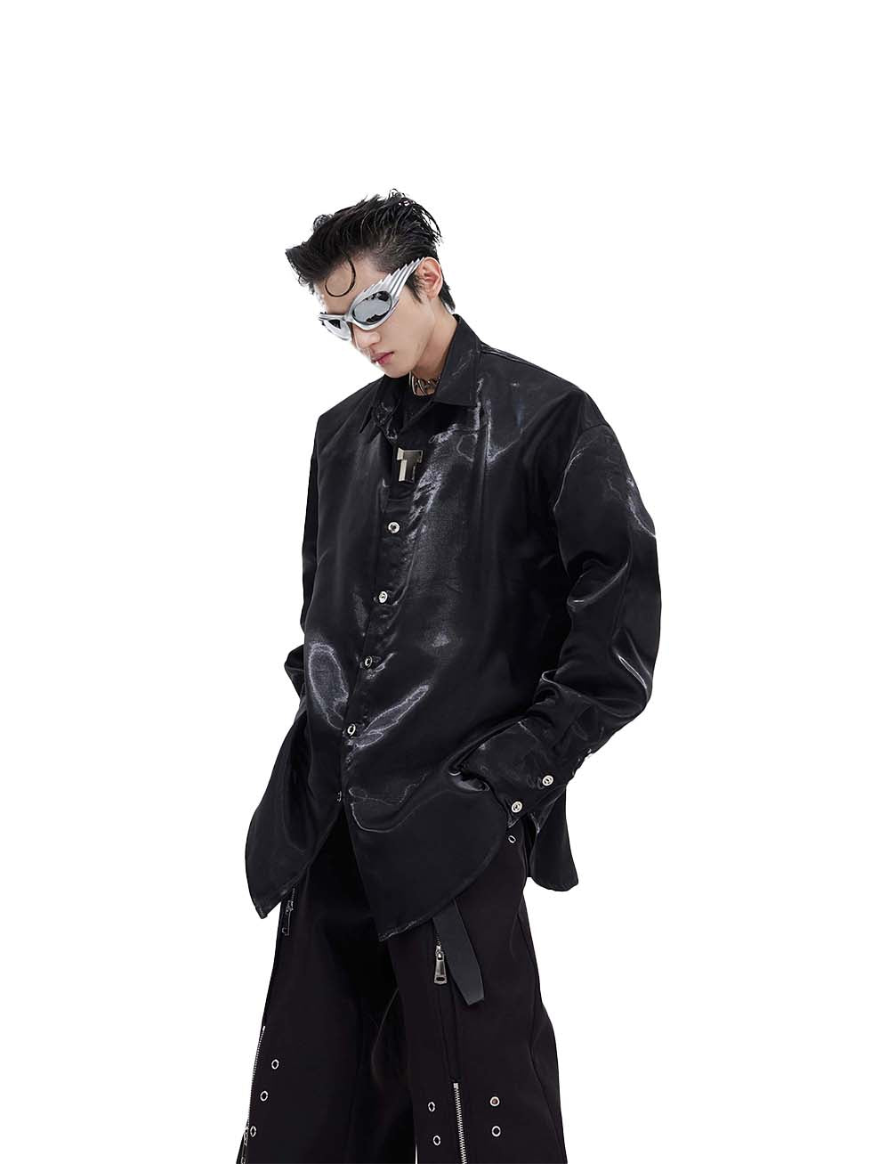 Metal decoration loose shirt P1084