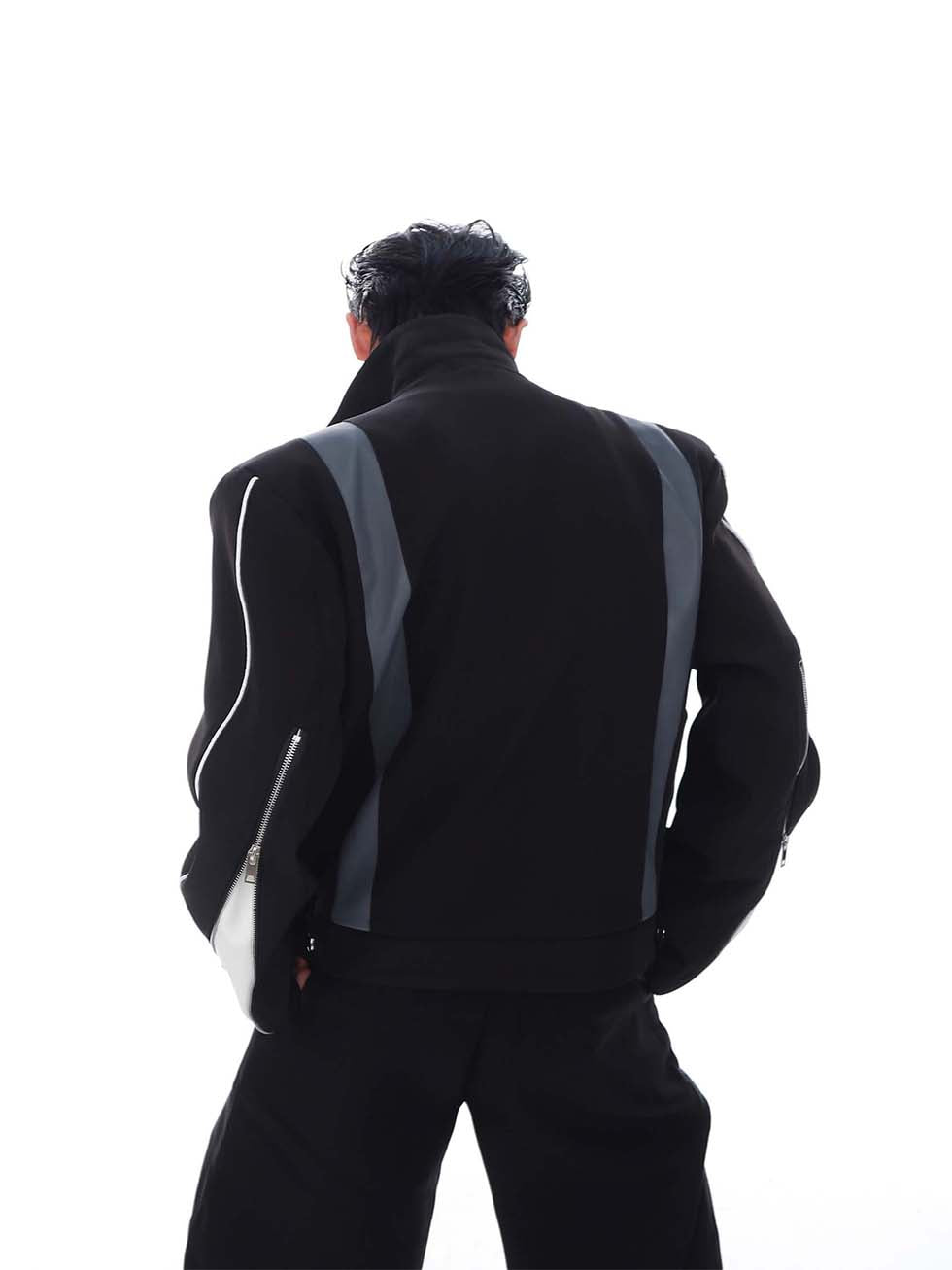스플라이싱 PU 가죽 재킷 P1045