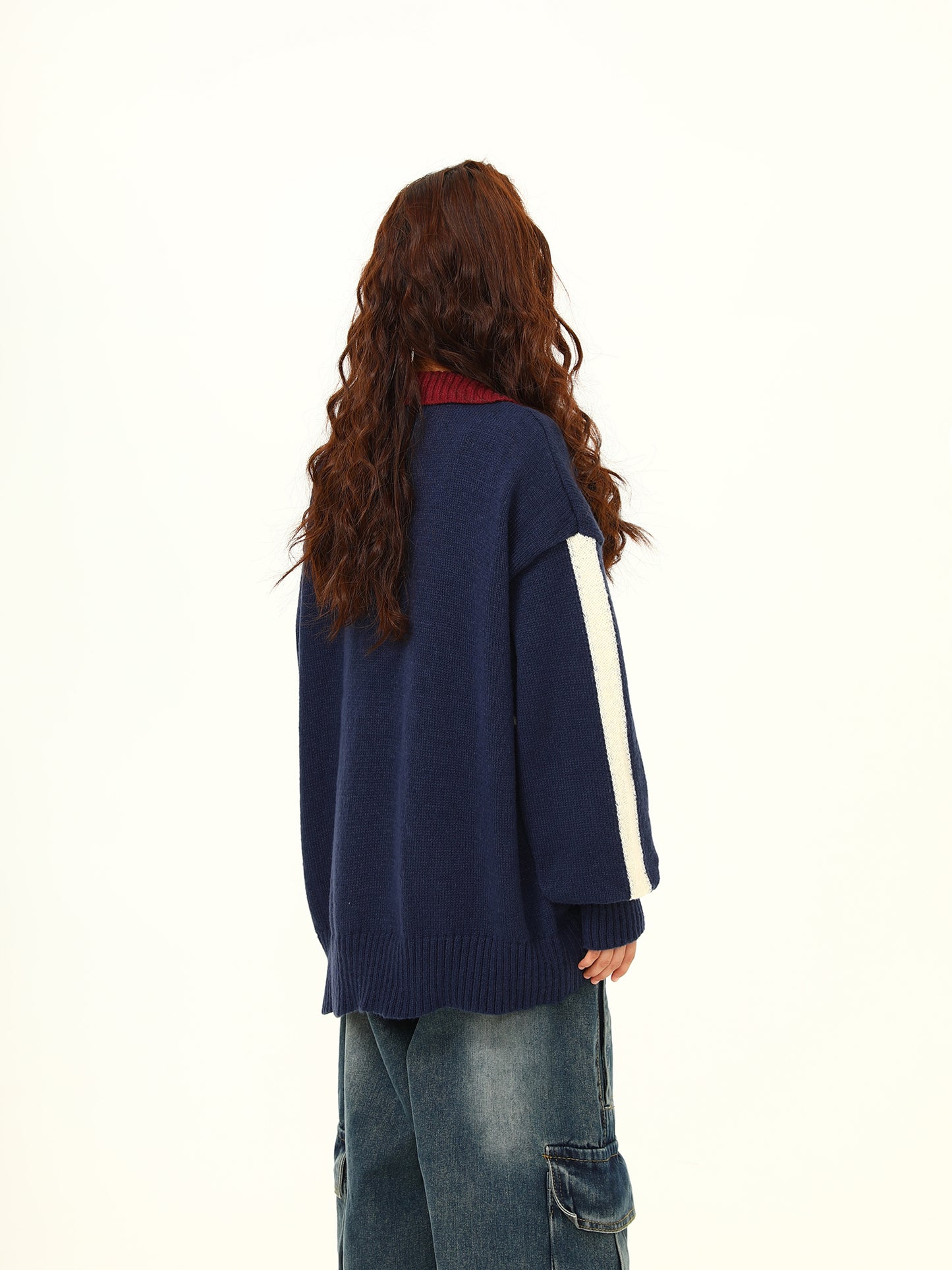 レトロ ラペル レター セーター P1799