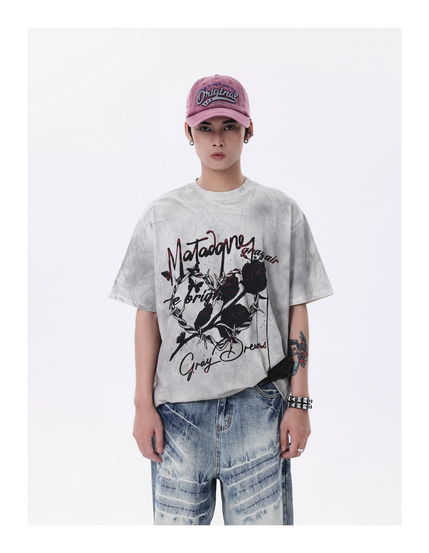 スプレーペイント ダーティウォッシュ 半袖Tシャツ P1458