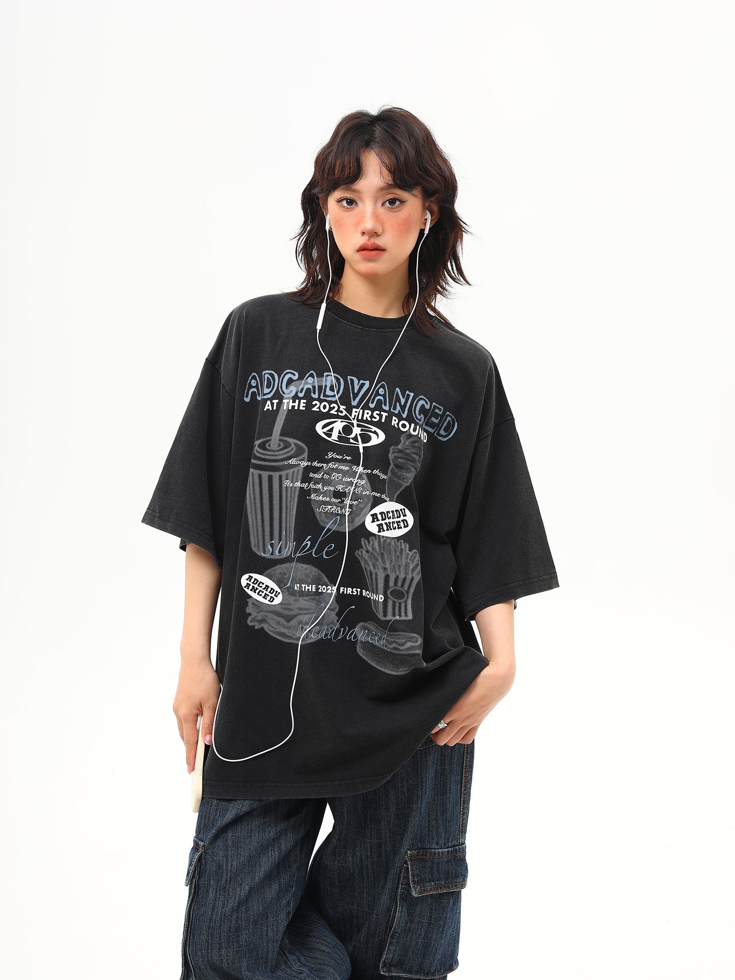 ウォッシュ加工 プリントTシャツ P2024