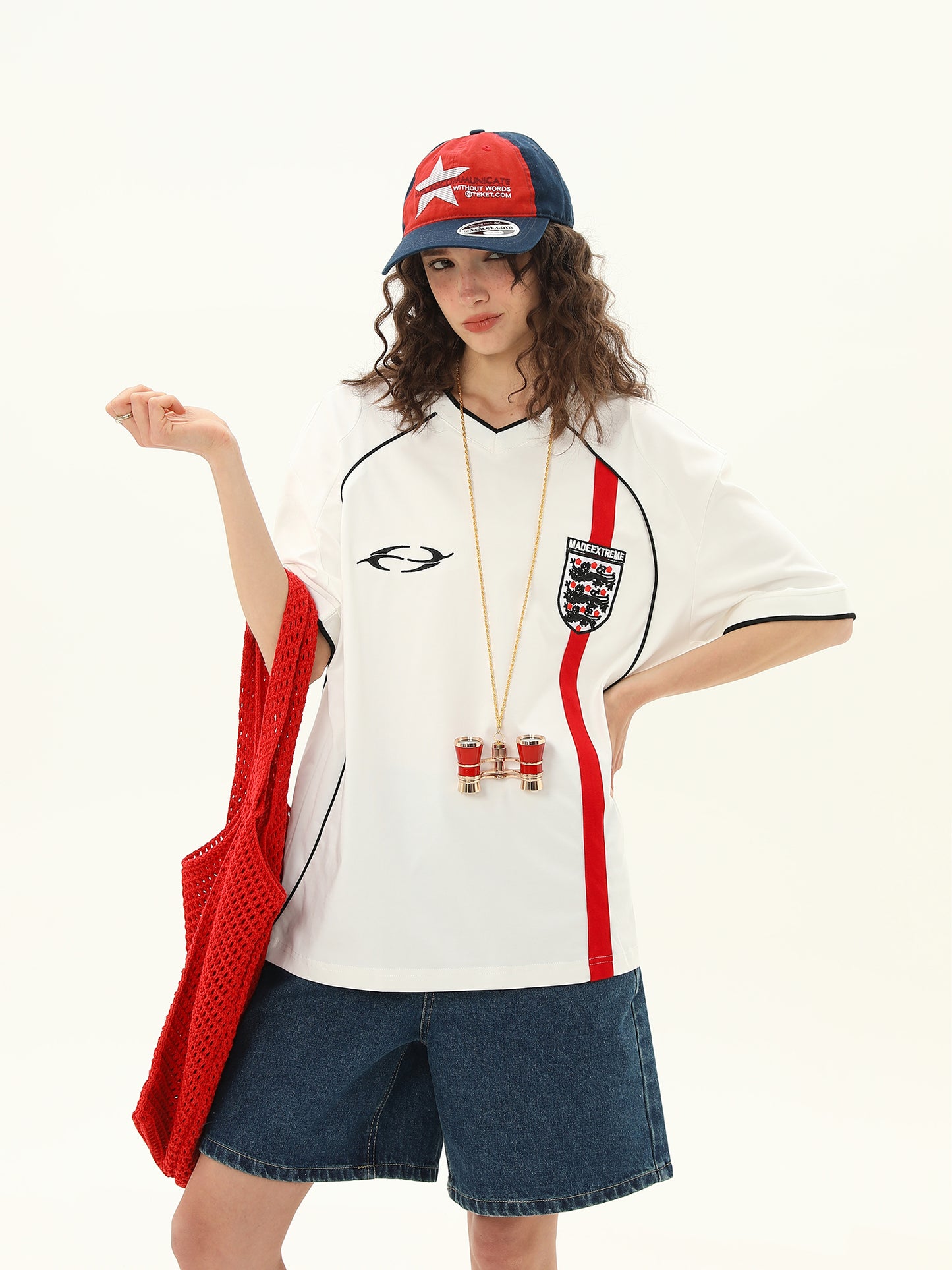 Vネック スポーツスタイル Tシャツ P2100