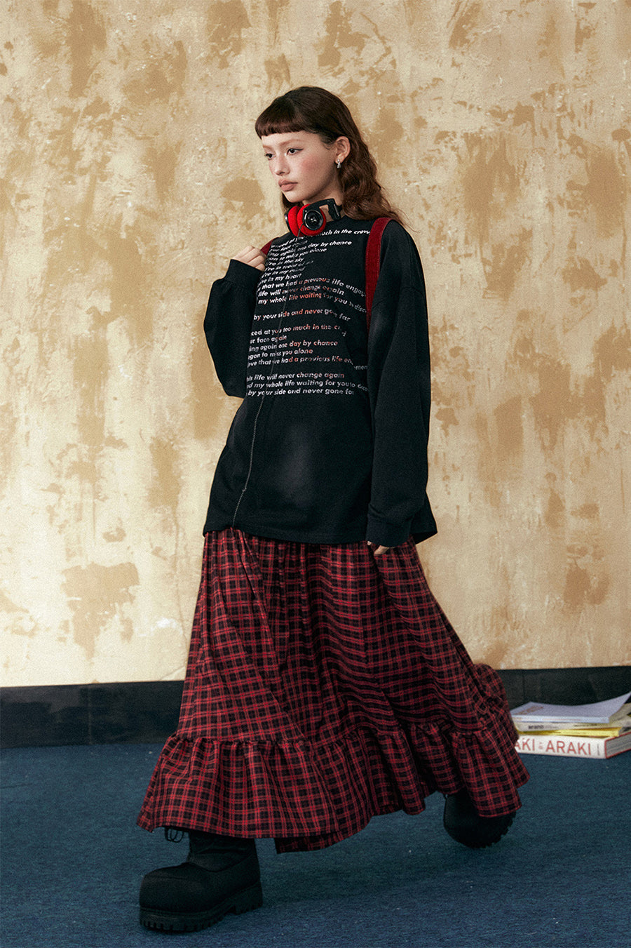 American Retro Letter Print Long Sleeve T-Shirt P811