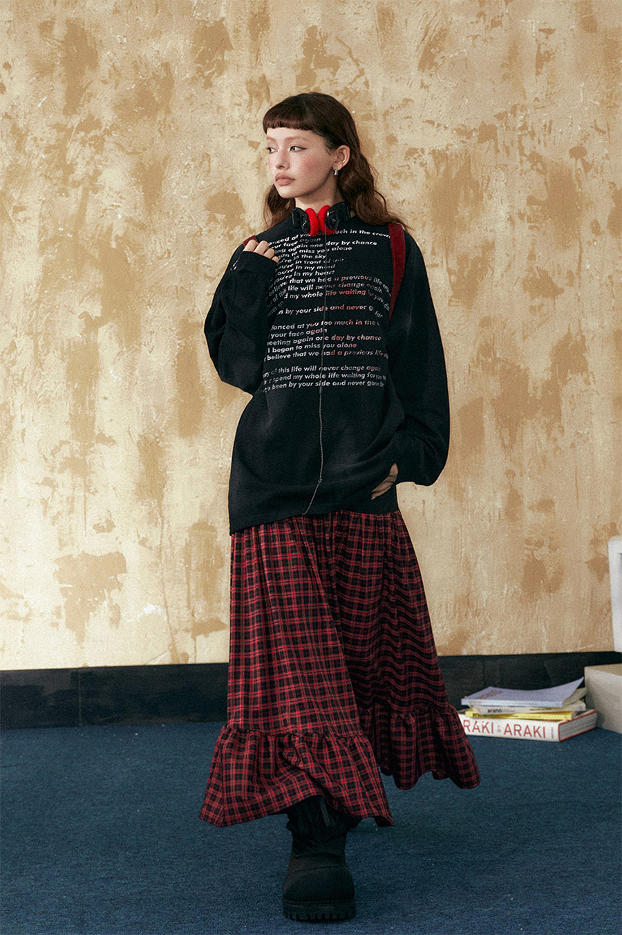American Retro Letter Print Long Sleeve T-Shirt P811