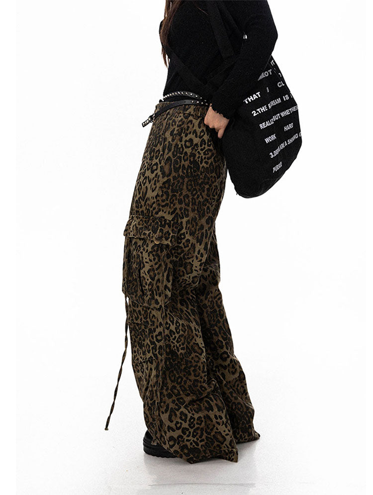 Street leopard print casual pants P719