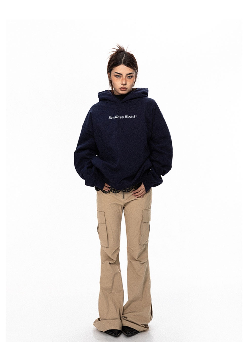 Reflective print hooded sweatshirt P689