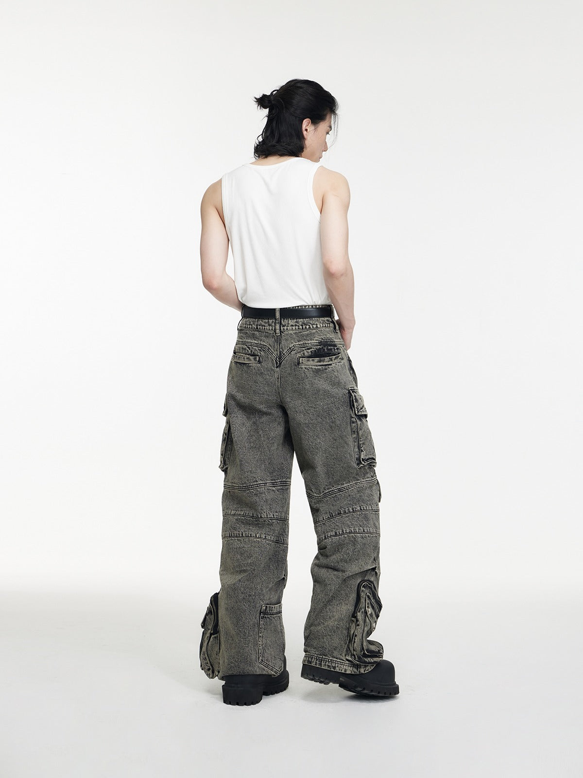 ルーズストレートダブルウエストマルチポケットパンツ P549