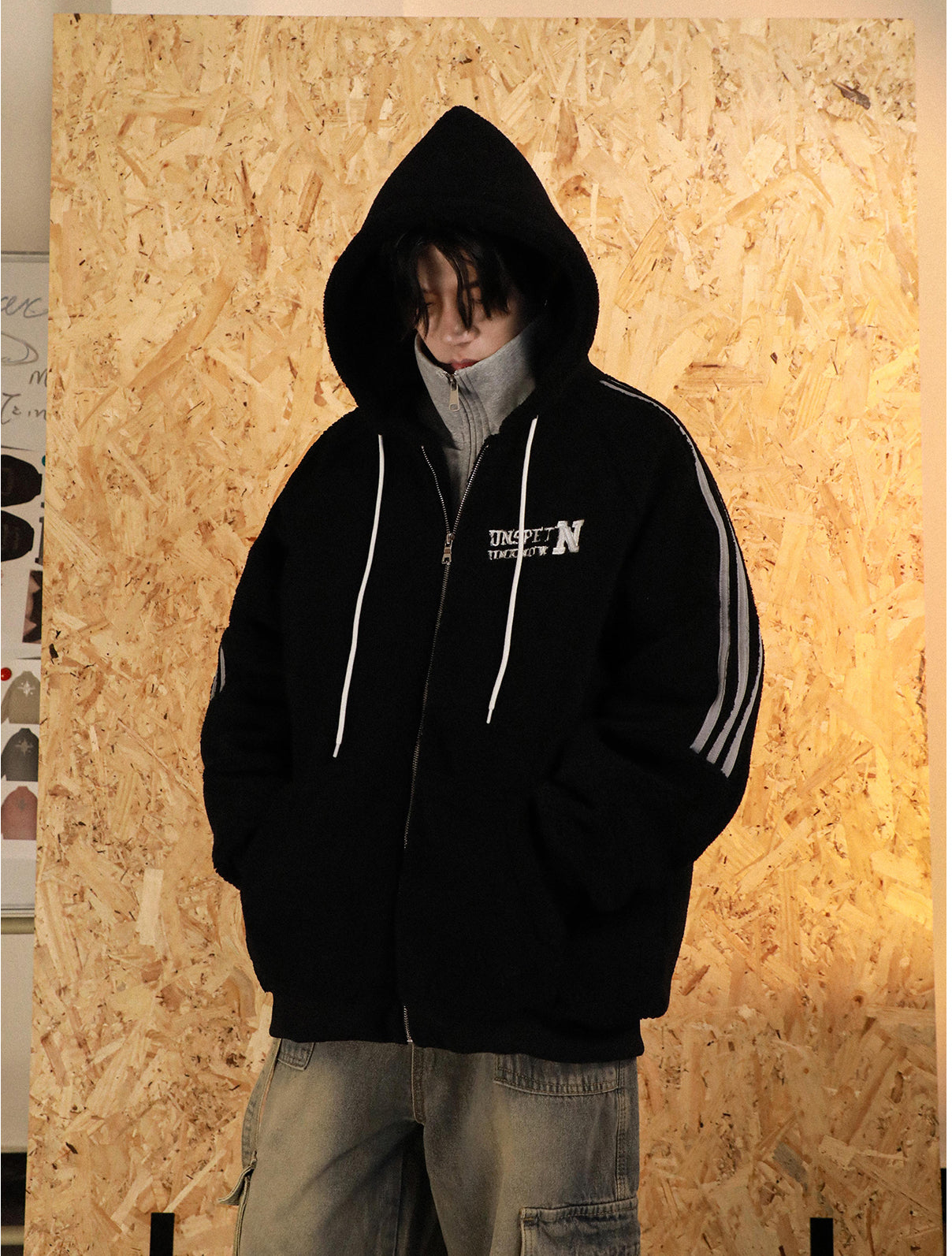 아메리칸 레트로 후드 코튼 재킷 P890