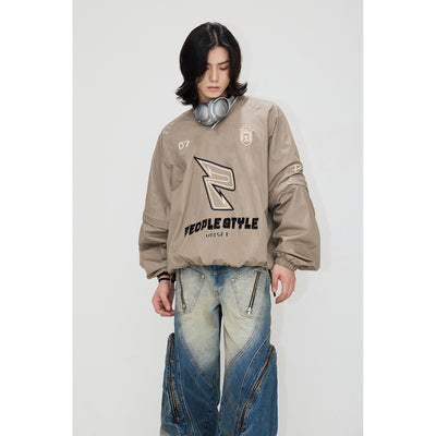 2-way V-neck layered casual sweatshirt P545
