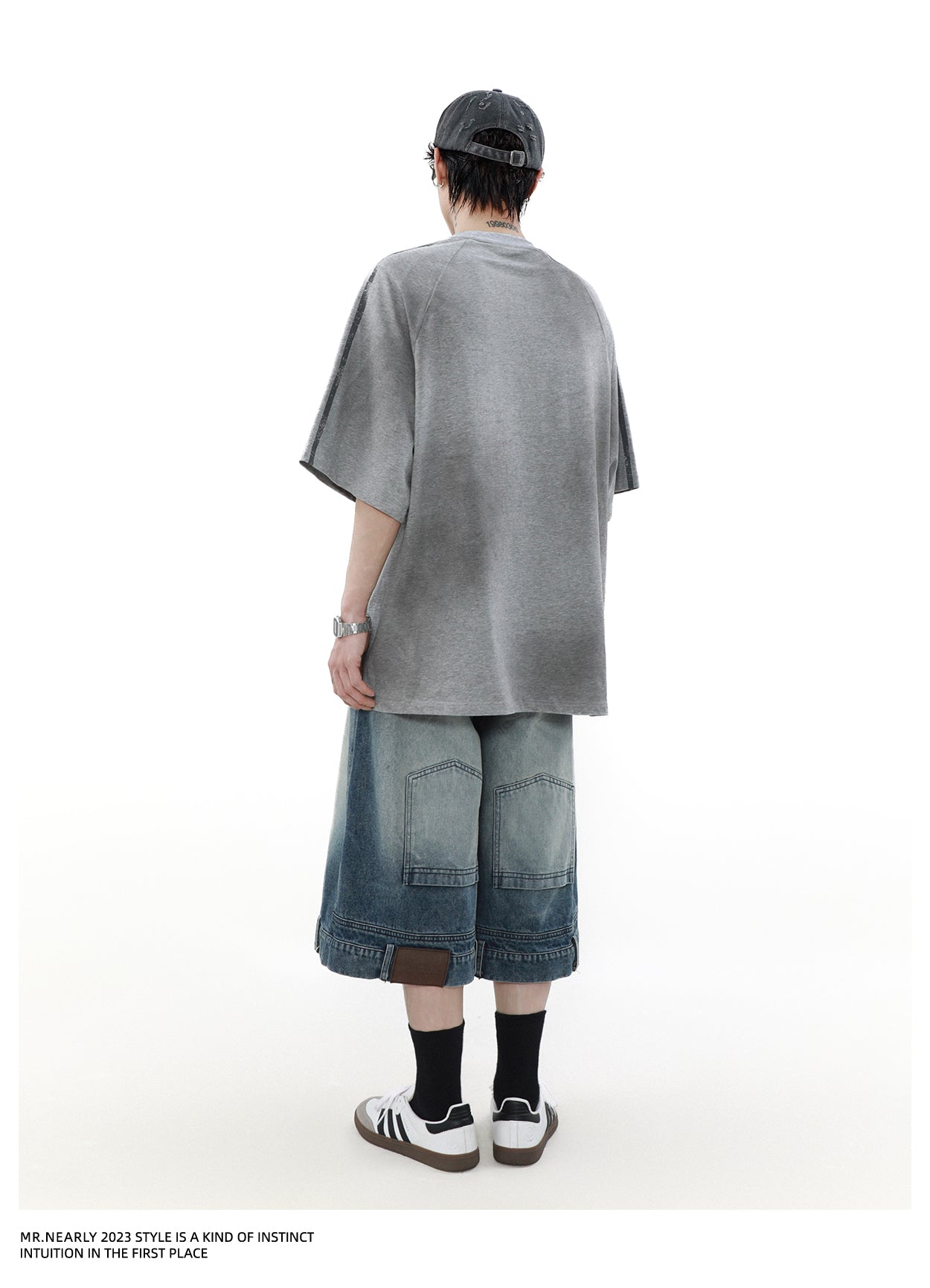 헤비 웨이트 아메리칸 레트로 반소매 T 셔츠 P1355