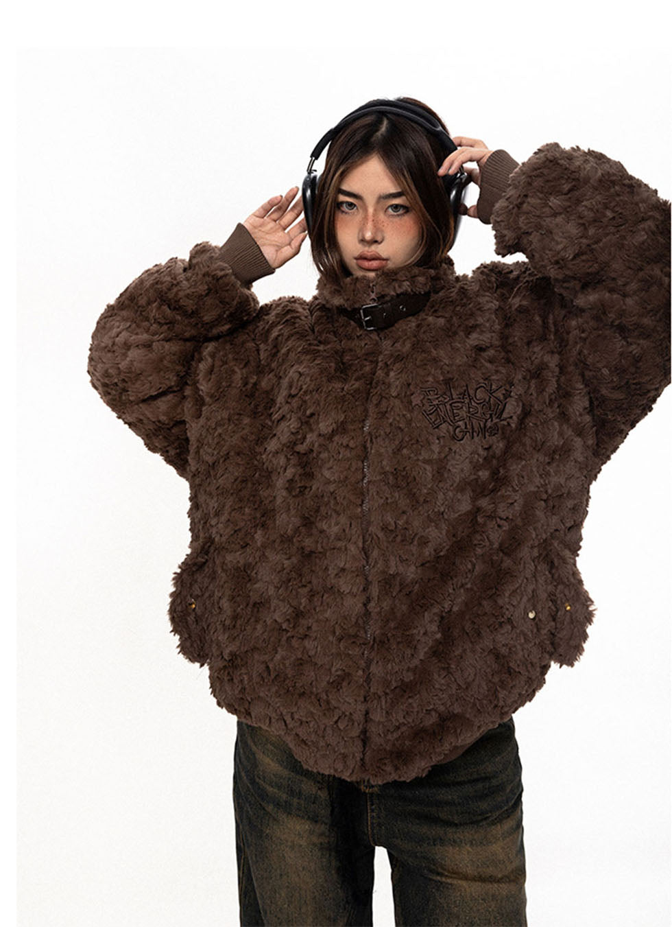 American Retro Fleece Strap Cotton Coat P679