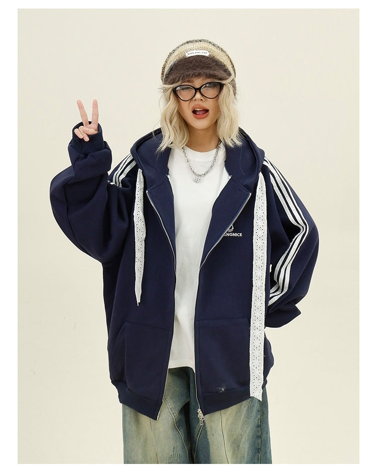 レースストラップサイドラインパーカー P1787