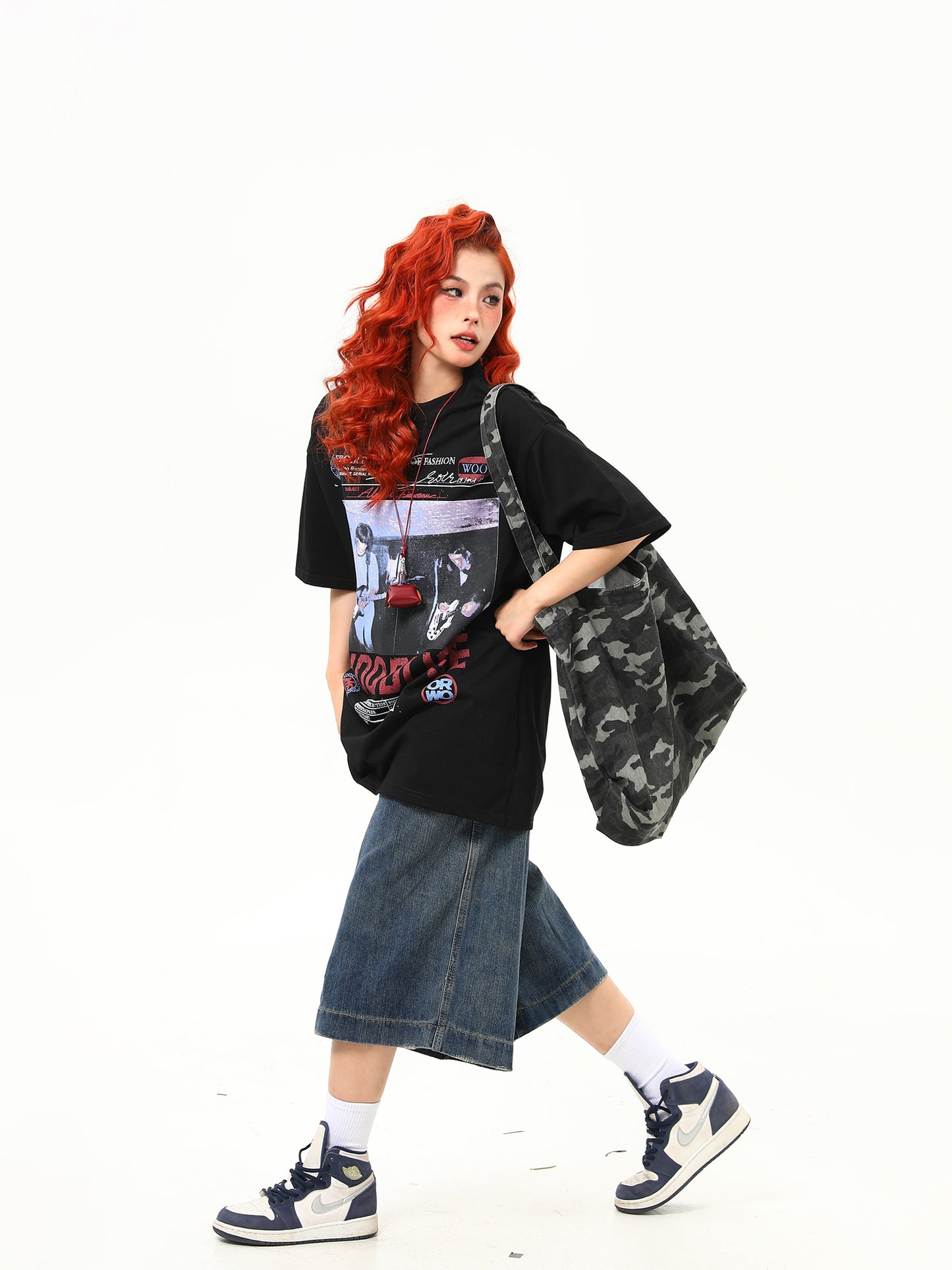 ロックバンドプリント Tシャツ P2134