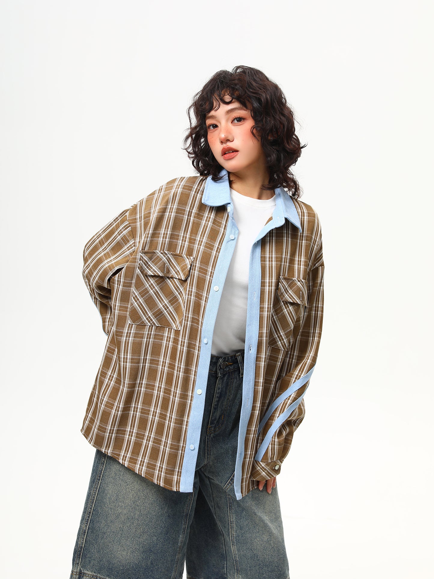 ルーズ チェックシャツ P2009