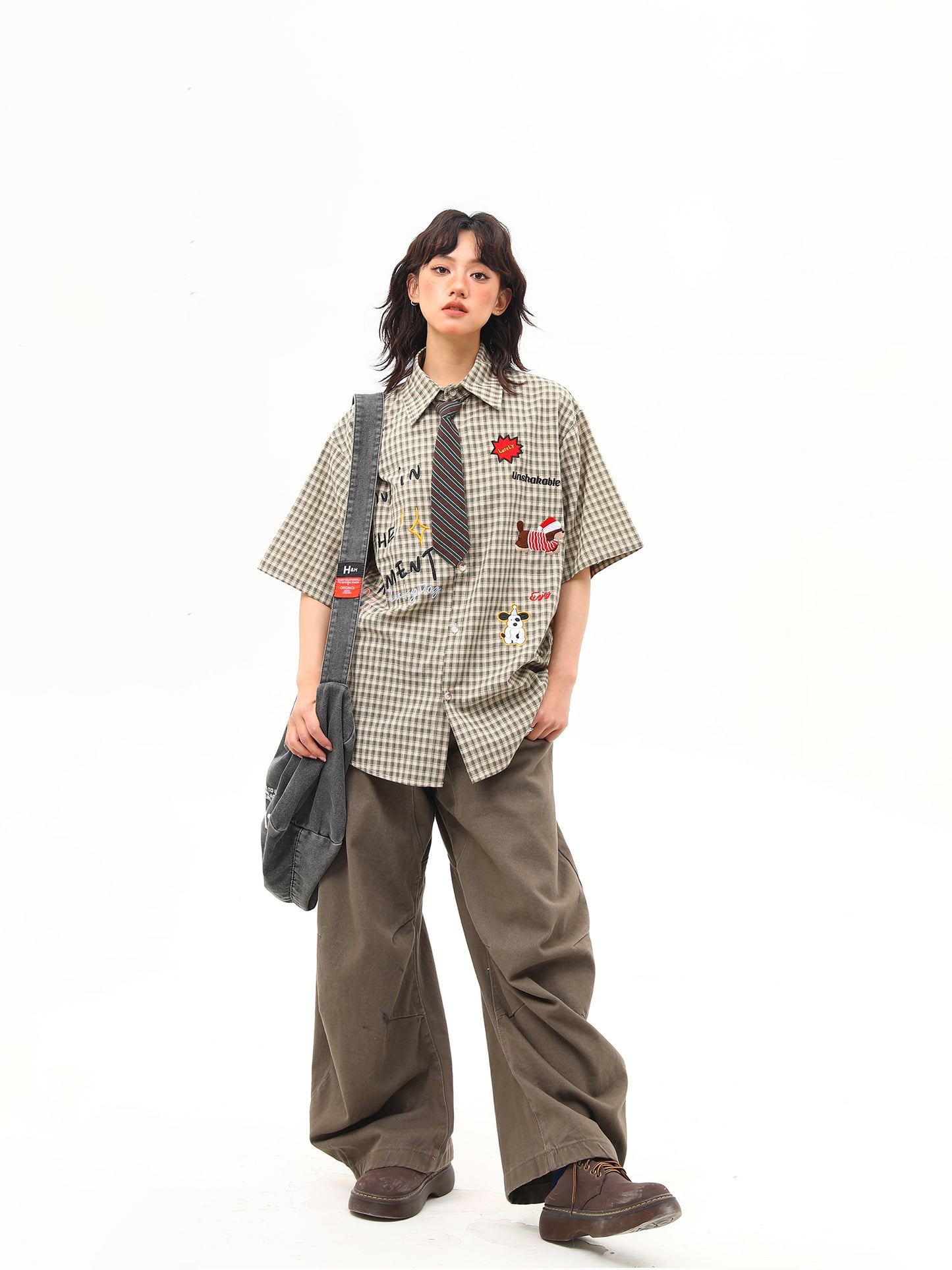 レトロ 刺繍シャツ P2027