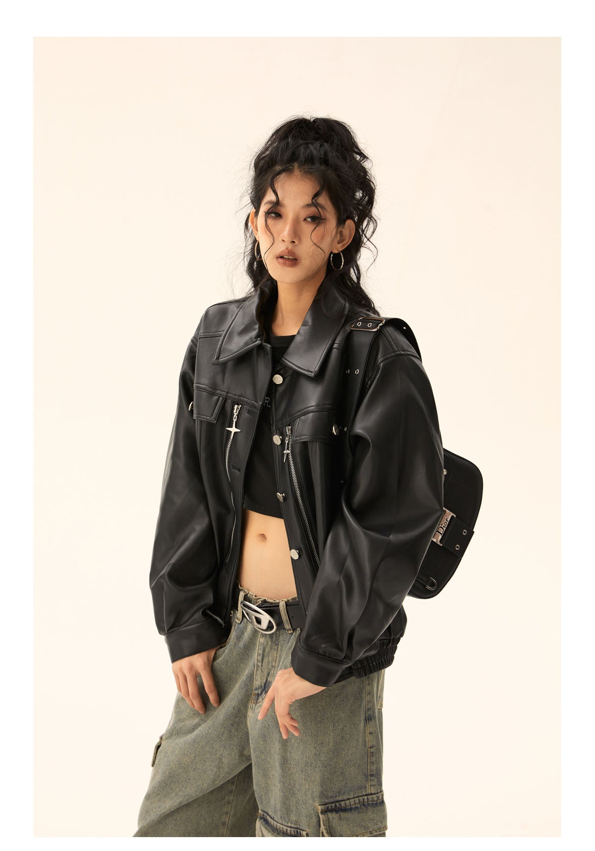 Retro Cross Leather Jacket P466