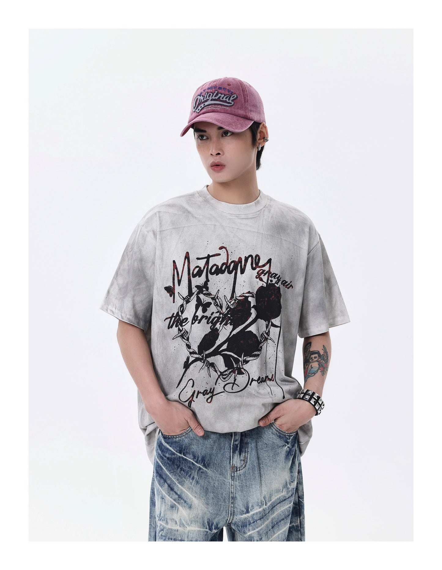 スプレーペイント ダーティウォッシュ 半袖Tシャツ P1458